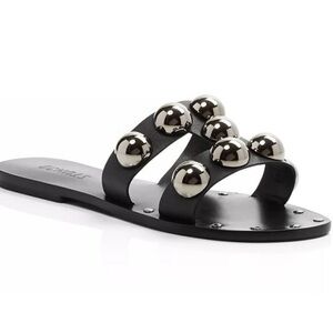 Schutz Benedita Studded Leather Slide Sandals
